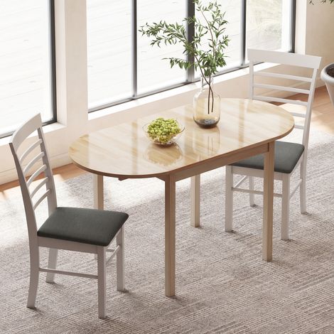 Table de cuisine pliante en bois pour 6 personnes avec design à feuilles tombantes - 140 x 70 x 75 cm en bois naturel