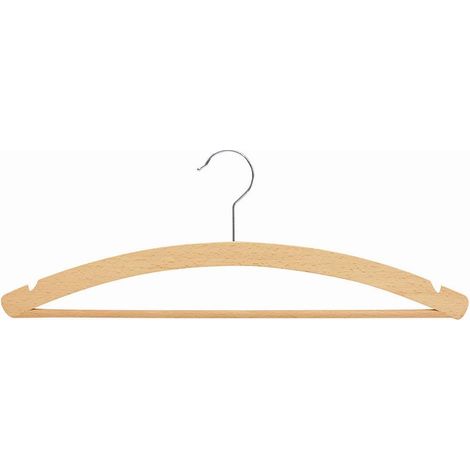 Holz-Kleiderbügel mit Steg 42 cm 3er-Pack mit Steg und Rockkerben