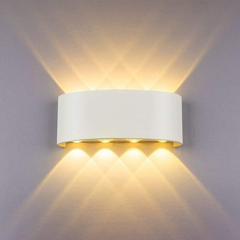 Applique Murale LED Blanc 8W Applique Intérieur/Exterieur Murale IP65 Lampe Blanche Chaude 3000K Murale Moderne Carré Up Down en ABS pour Chambre Salon Hôtel (1/4)
