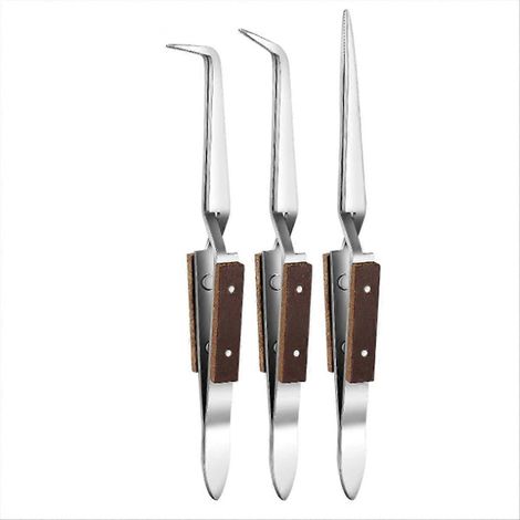 Pincette de précision inversée 3 pièces, embouts pointus et courbés, lot d'outils de bricolage (1/5)