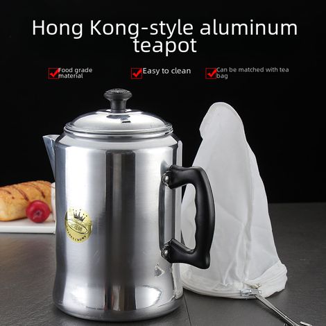 Milchteekanne im Hongkong-Stil, Direktverkauf ab Werk, Golden Crown Kaffeemaschine, Teekanne mit Aufziehlasche, Aluminium-Teekanne, 3-Liter-Milchteekanne (3-Liter-Teekanne im Hongkong-Stil [für gewerb (1/5)