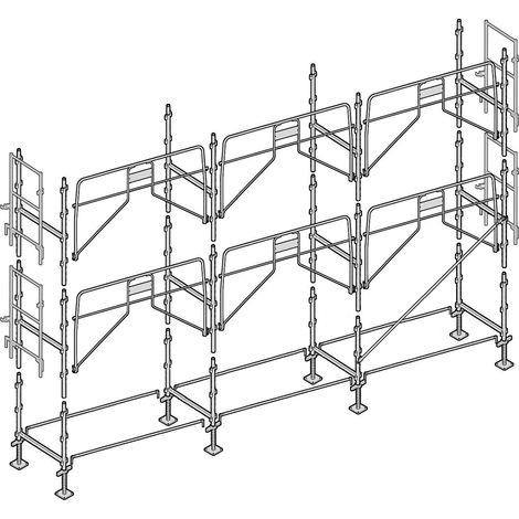 Altrad – Échafaudage façadier 60 m² – Hauteur de travail 6 m – Largeur 0,80 m – Charge maximale 300 kg/m² – Montage rapide et sécurisé