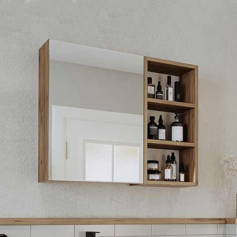 Roomart LOTUS-I-75 Spiegelschrank 75 cm breit, Eiche