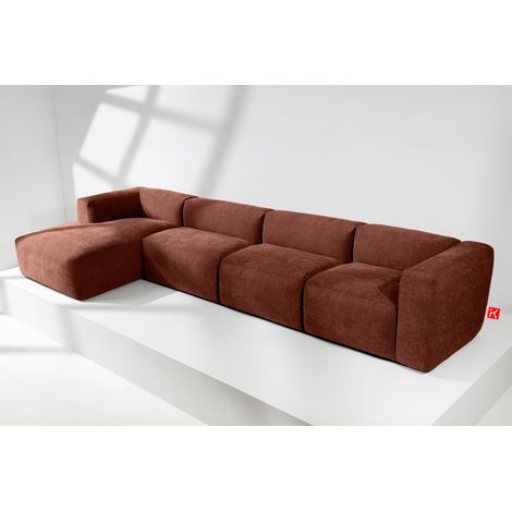 KONSIMO BUFFO Ecksofa Links 6-Sitzer mit extrem weicher und bequemer Sitz, orange (1/5)