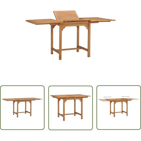 Ausziehbarer Gartentisch von The Living Store (110–160 x 80 x 75 cm), Massivholz Teak – Gartentisch – Ausziehtisch – Teaktisch (1/4)