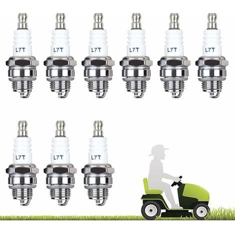 Accessoire pour débroussailleuse, Lot de 10 Bougie D'allumage L7T Bougie Tronconneuse Débroussailleuse Tondeuse pour Moteur à Deux Temps Taille Haie Débroussailleuse (Argent) (1/5)