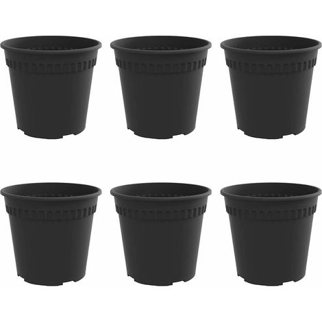 Vaso Rotondo per Fiori 6 pcs Nero Ø 17 x 14 cm Plastica vidaXL