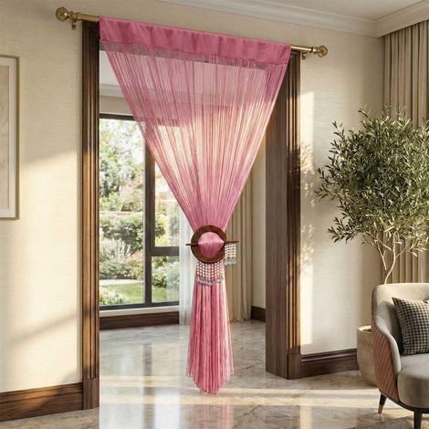 HOMESCAPES Polyester Pink String Curtain
