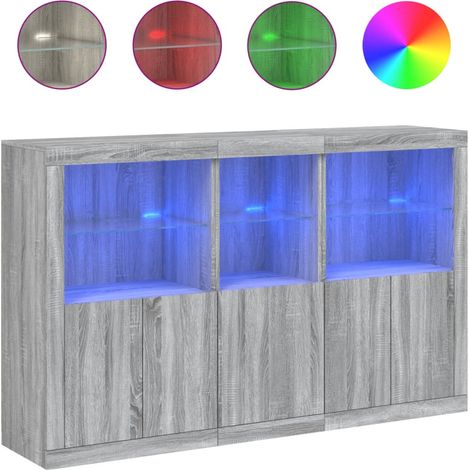 Maison Exclusive - Aparador con luces LED gris Sonoma 162x37x100 (1/5)