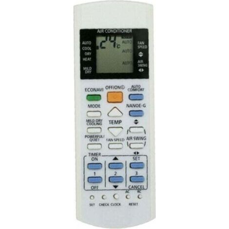 Panasonic Air Con Remote Control Commande à distance pour Air‑Con White ABS , XU,Télécommande de Remplacement pour Climatiseur A75C3300 3208 3706 3708 3883 3935 - (1/4)