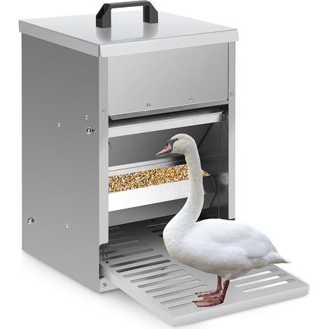 Wolketon Comedero para pollos Capacidad 5 kg, acero galvanizado, Comedero a pedal, Comedero automático con tapa (1/5)