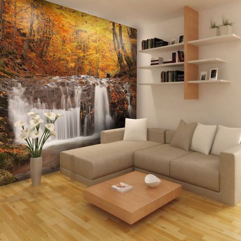 Papier Peint "Autumn Landscape : Waterfall in Forest" 309 x 400 cm (1/2)