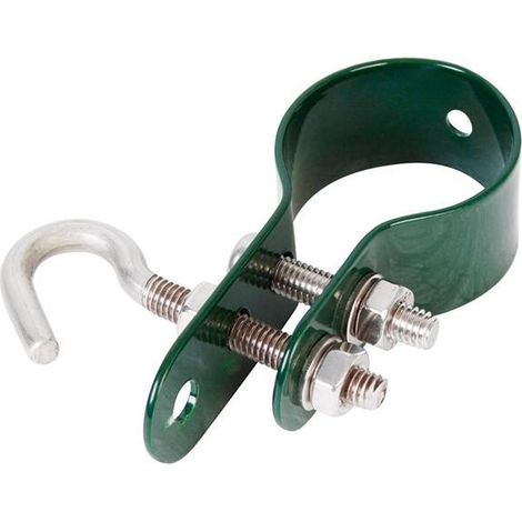 Abrazadera para poste alambrado arriostramiento.verde 34mm (por 10) (1/3)