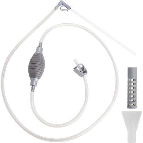 Kit Entretien Aquarium 1,9 m Siphon Manuel Changement d’Eau avec Pompe à Air, Tuyau Flexible PVC, Aspirateur de Gravier, Filtre Anti‑Poissons, Accessoires pour Petits Aquariums sans Électricité (1/5)