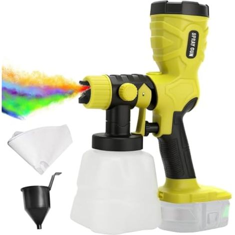 Pulvérisateur de Peinture sans Fil pour Ryobi 18 V, HVLP, Moteur 43 000 TR/Min avec 4 Buses, 3 Motifs, réservoir de 1200 ML pour abris de Jardin, Murs, Plafond, armoires, Portes (1/5)