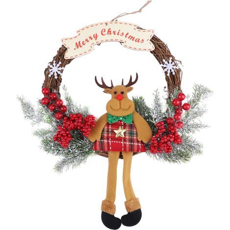 Weihnachtsgirlande – Dekorativer Kranz für Innen- und Außentüren – Durchmesser 30 cm – Wand-, Fenster- und Kamindekoration – 1 Stück (1/5)