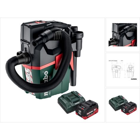 Metabo AS 18 L PC Aspirador compacto sin cable 18 V 6 l IPX4 clase de polvo L en seco y húmedo + 1x batería recargable 10,0 Ah + cargador (1/5)