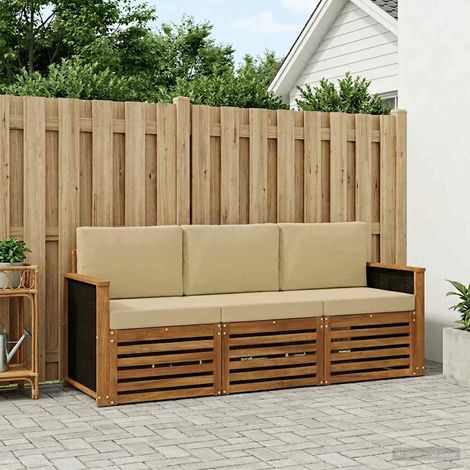 vidaXL Sofagarnituren mit Kissen 3 pcs Massivholz Akazie (1/5)