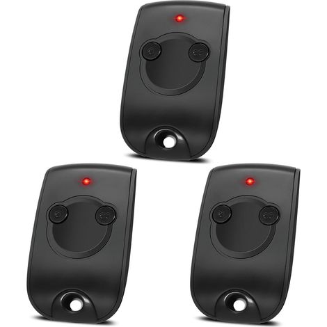 3er-Pack Torfernbedienungen als Ersatz für SOM-1841026, Torfernbedienung mit Rolling Code, 2 Kanäle 433,42 MHz, Torfernbedienung, Schwarz (Zusätzliche Batterien enthalten)