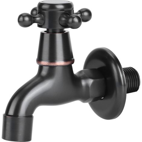 Kurzer, im Retro-Stil gehaltener Einhebel-Kaltwasserhahn aus Messing für das Waschbecken, schwarzer Wasserhahn für Waschbecken