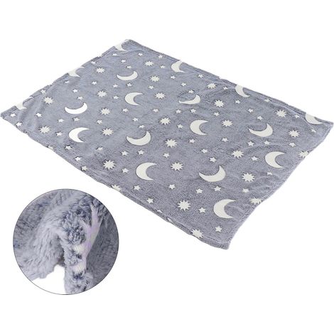 Couverture en flanelle double face phosphorescente, couverture lumineuse, couverture fluorescente, couverture d'été pour la climatisation, couverture pour enfants, gris-bleu (1/5)