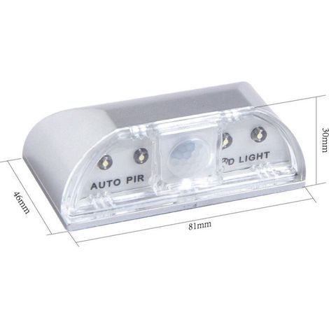 Luce per porta a infrarossi con sensore di movimento, 4 LED, montaggio a parete, funzionamento a batteria (batterie non incluse) - Bianca (1/3)