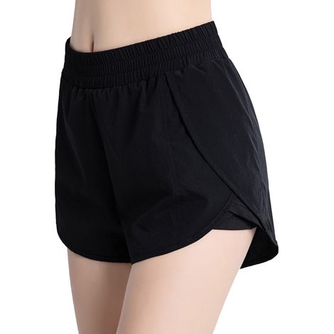 Short De Course Femme - Taille Haute Élastique - Tissu Rapide Séchage - Poche Latérale Profonde - Pour Running Gym Fitness - 1 Pièce (1/5)