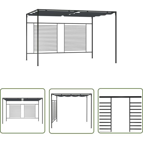 The Living Store Pavillon mit Ausziehbarem Dach 4x3x2,3 m Anthrazit 180 g/m² - Pavillon - Gartenzelt - Outdoorzelt - Sonnenschutz - Grillparty (1/5)