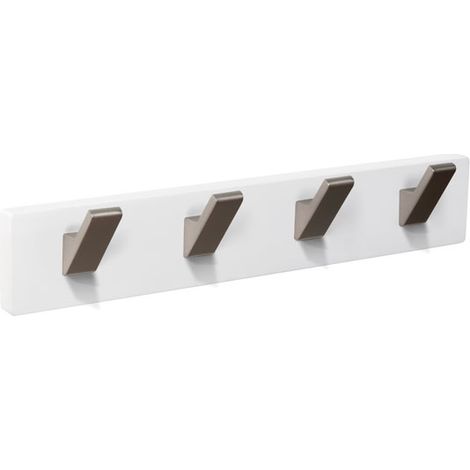 PERCHA PARED MADERA BLANCA 4 GANCHOS INOX MATE - 9108BLIN