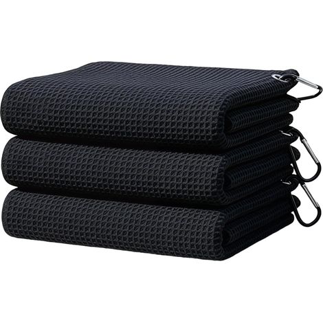 Lot De 4 Serviettes De Golf 40x40 Cm en Microfibre, avec Mousqueton, Structure AlvéoléE, Pouvant êTre FixéE Au Sac De Golf. pour Le Golfs, Le Yoga, Le Camping, La Salle De Sport (1/5)