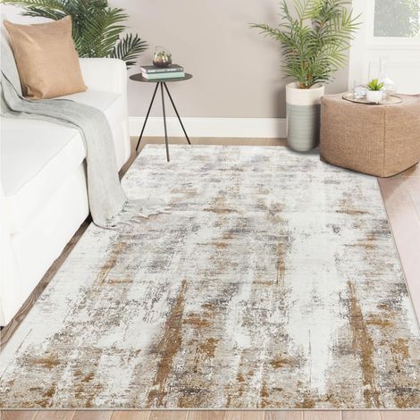 Tapis Salon Beige Tapis Lavable en Machine Doux Poil Ras 140x200 Moderne AntidéRapant Tapis De Chambre Salle A Manger Cuisine Decoration Salon (1/5)