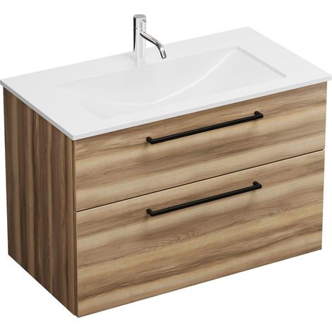 Meuble bas Burg Eqio en fonte minérale WT+WT, décor Frassino Cappuccino/Alpinew. GR0234