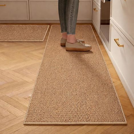Kitchen Rug Washable Non-Slip Kitchen Mats Oil Resistant Waterproof Kitchen Mats Brown 50 x 80 cm + 60 x 120 cm (1/3)