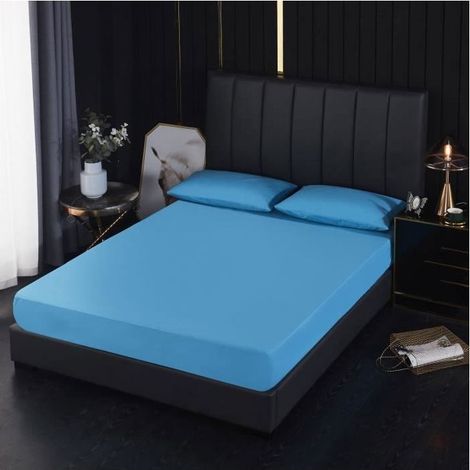 Matratzenschoner 160 x 200–30 cm, wasserdicht und atmungsaktiv, weich und geräuscharm, blau (1/5)