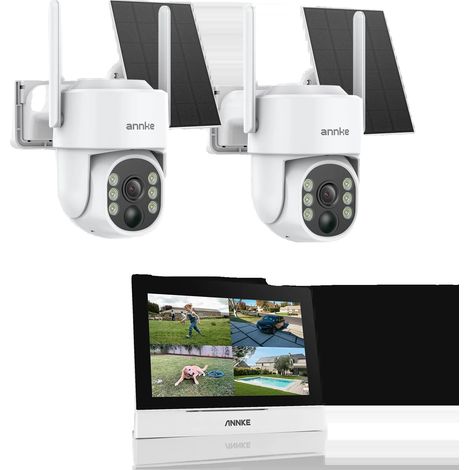 Caméras de sécurité, résolution 4MP, alimentées par énergie solaire, 2Pcs Caméra (1/2)