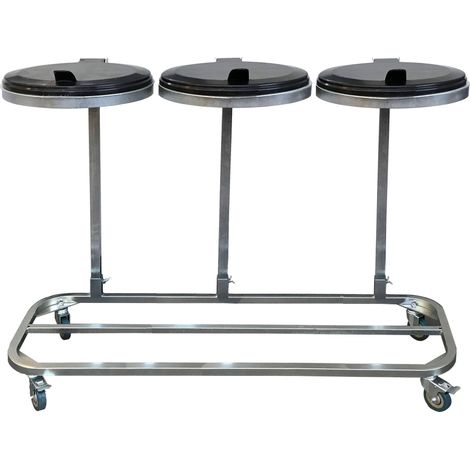 Triple Müllsackständer mit Deckel und 4 Rollen Metall Müllsackhalter 120 Liter Stabiler Müllsack Ständer - Verzinkter Stahl Müllbeutelhalter Gelber Sack 120L Mobiler Abfallbehälter (1/5)