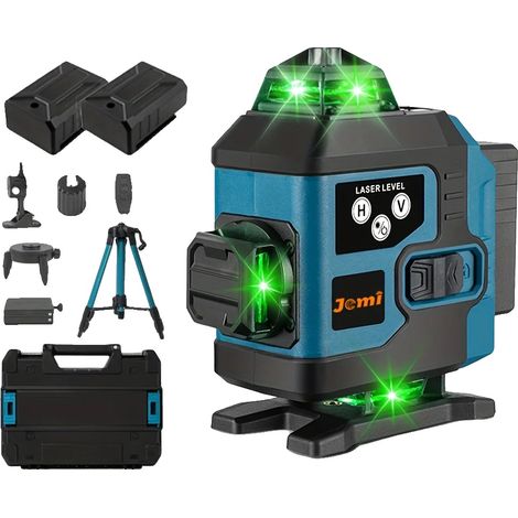 Nivel láser, diseño de 360°, pantalla fácil de usar, 16 líneas, 2 pilas (1/2)