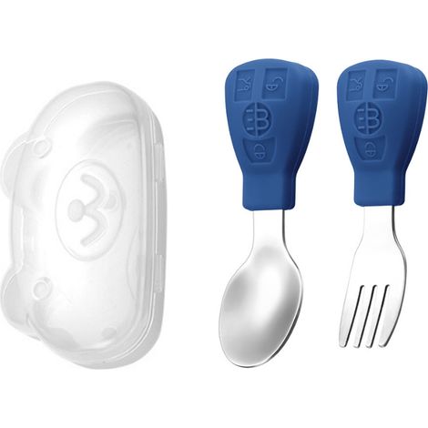 Ensemble d'ustensiles pour bébé (cuillère et fourchette) pour apprendre à manger, comprenant une cuillère et une fourchette pour l'apprentissage de la nourriture. (1/5)