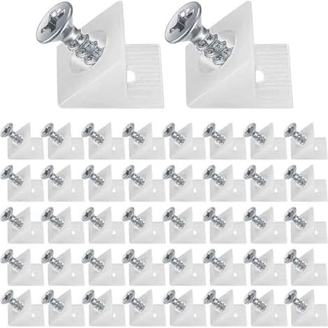 60 Cales En Plastique Pour Tiroirs, Connecteur De Fond De Meuble Avec Vis, Support De Renforcement, Stabilisateur Arrière Pour Réparation D'étagères Affaissées (1/5)