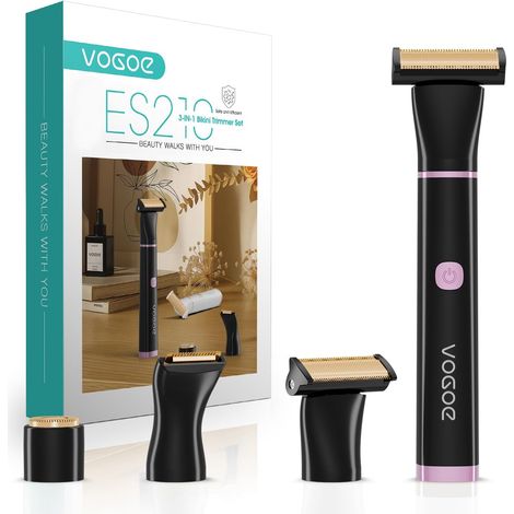 Rasoir Electrique Femme, Tondeuse Femme 3-en-1, Tondeuse Femme Intime Sans Fil, Compacte et Étanche pour Corps, Visage et Zone Bikini (Noir) (1/5)