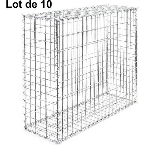 Lot de 10 Gabions En Métal Galvanisé, Robuste, Résistant, 100 x 100 x 30 cm (1/5)