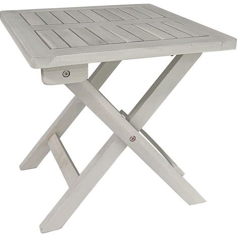 Beistelltisch Holztisch Tisch 40x40 cm Gartentisch Klapptisch Weiß lasiert Holz (1/4)