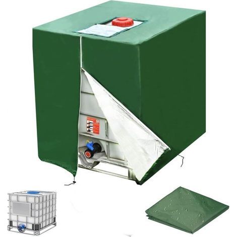 Bache pour Cuve 1000L IBC,420D Réservoir d'eau Couvercle, Housse de Protection, Anti-UV Anti-poussière Couverture Container Réservoir IBC,Bâche de Protection, éTanche,(120 x 100 x 116 cm) (1/5)