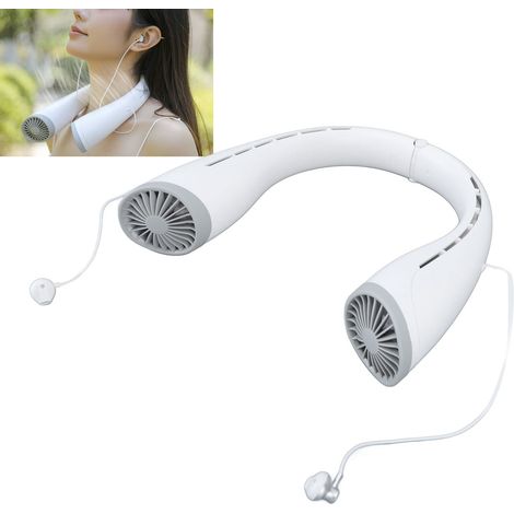 Bluetooth-Nackenventilator, USB-aufladbar, Mini-tragbarer Outdoor-Ventilator, ohne Rotorblätter, für Indoor- und Outdoor-Sportarten, weiß. (1/5)