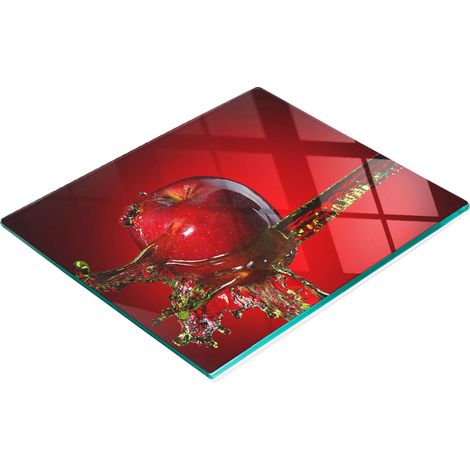 Tagliere e vassoio decorativo in vetro con motivo mela e acqua, 60x52 cm (1/5)