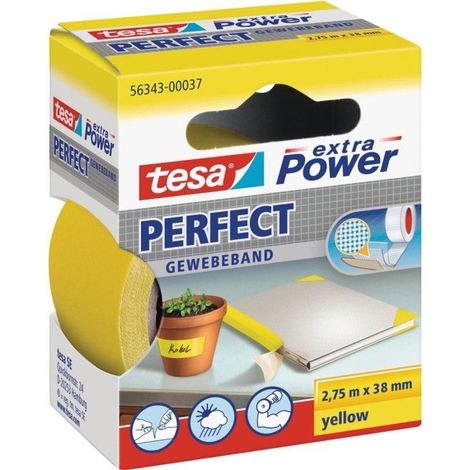 Ruban adhésif - Tesa - Toilé Super résistant - 2,75m x 38mm - Jaune - Multi-usages