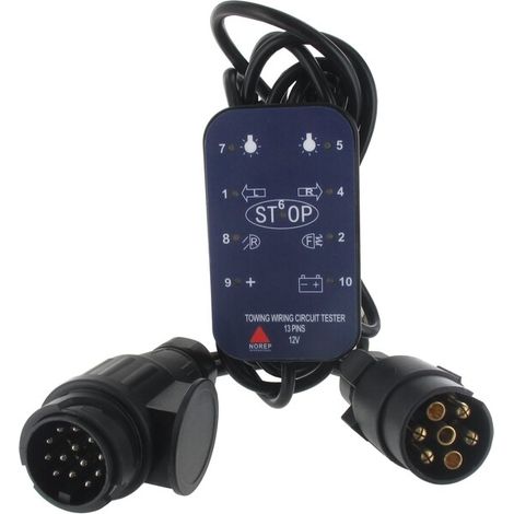 Tester di gancio traino a LED. Permette di verificare il corretto funzionamento delle diverse funzioni in uscita dalla presa del veicolo, 7 e 1