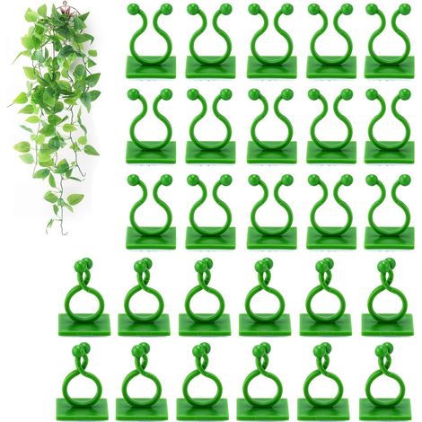 Bardusch-100 clips pour plantes grimpantes, adhésifs invisibles pour murs, adaptés à la décoration intérieure et extérieure (vert) (1/5)