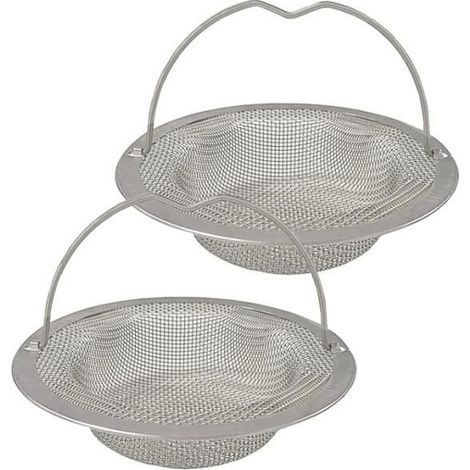 Filtro per lavello - Cucina - Set da 2 - Acciaio inox - Maniglia a sollevamento - Anti-intasamento (1/4)