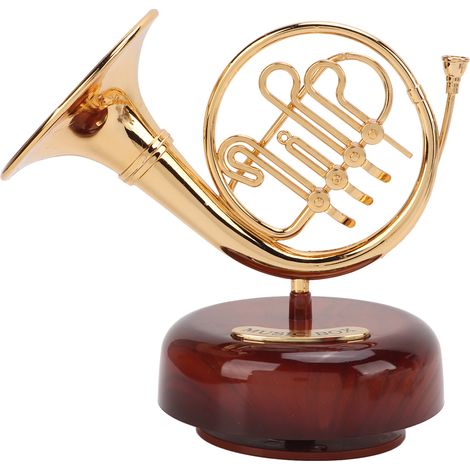 French Horn Ornament Classic Miniature Design Premium Durable Castle in The Sky French Horn Music Box (1/5)